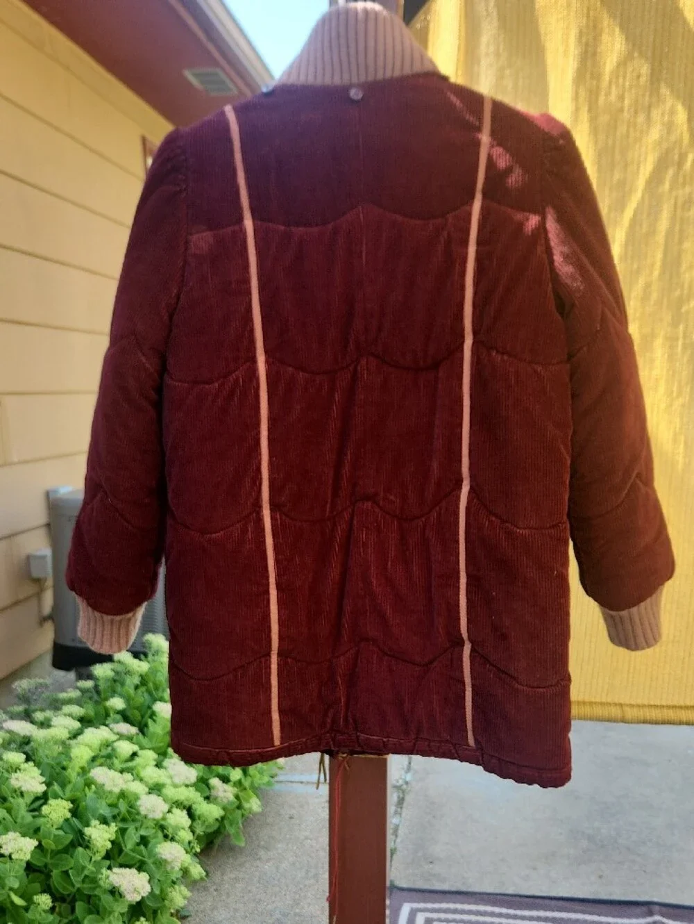 Vintage 80s Mod Maid Wine Wide-wale Corduroy Quilted Puffer Coat Retro M